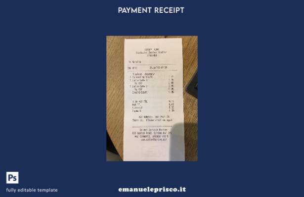 modello di controllo di pagamento aziendale Starbucks in stile verificato
